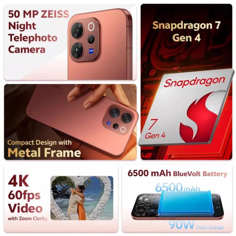 Vivo V70 5G, 12GB Ram,512GB - Brown